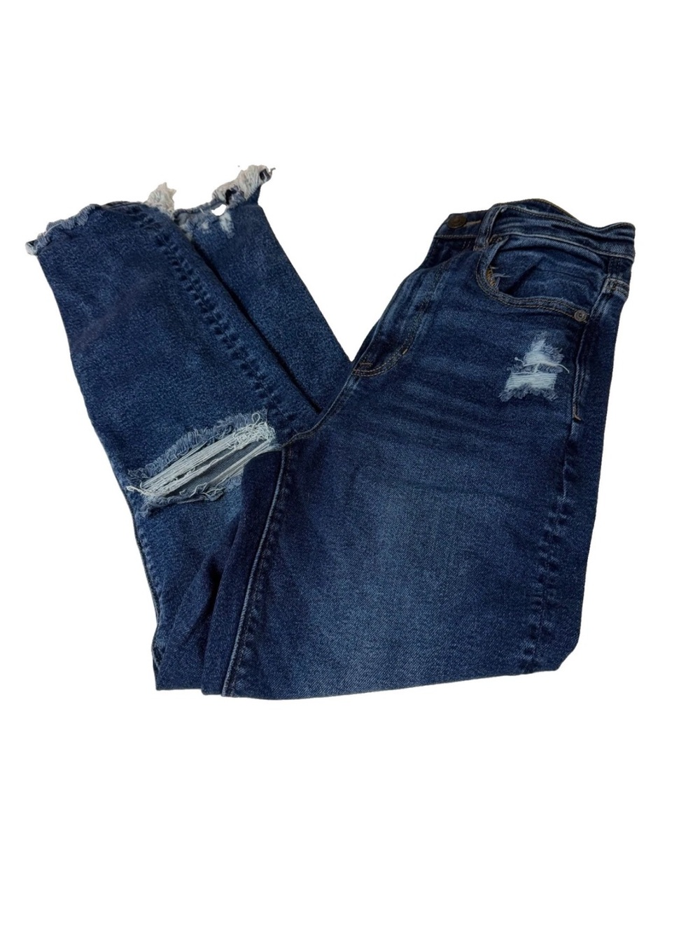 American Eagle Women’s Size 2 Highest Rise Mom Jean Dark Wash Distressed #4307
